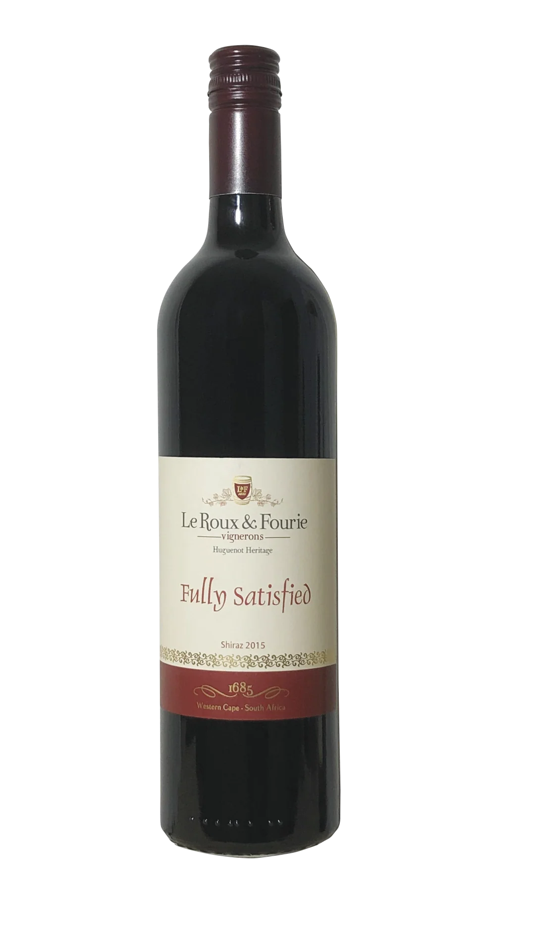 Wine bottle with a label on a white background